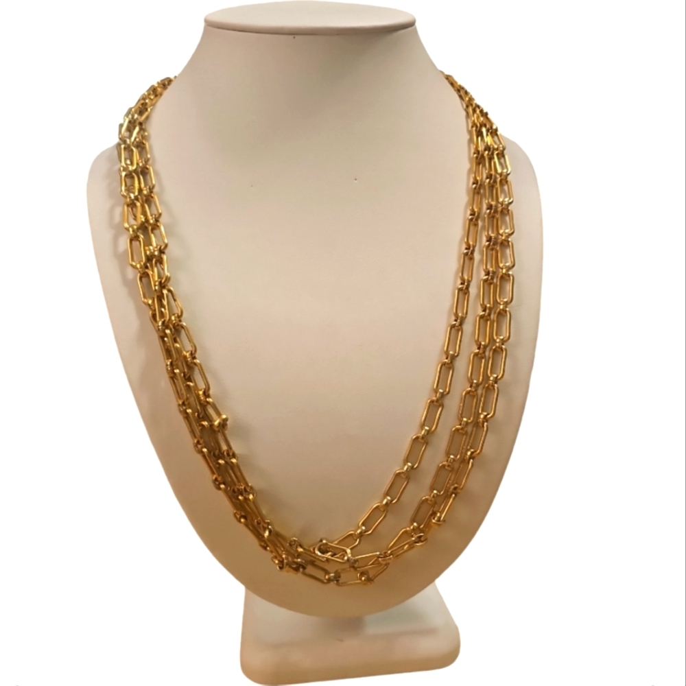 Vintage GJD Signed Three Straind Link Chain Necklace.